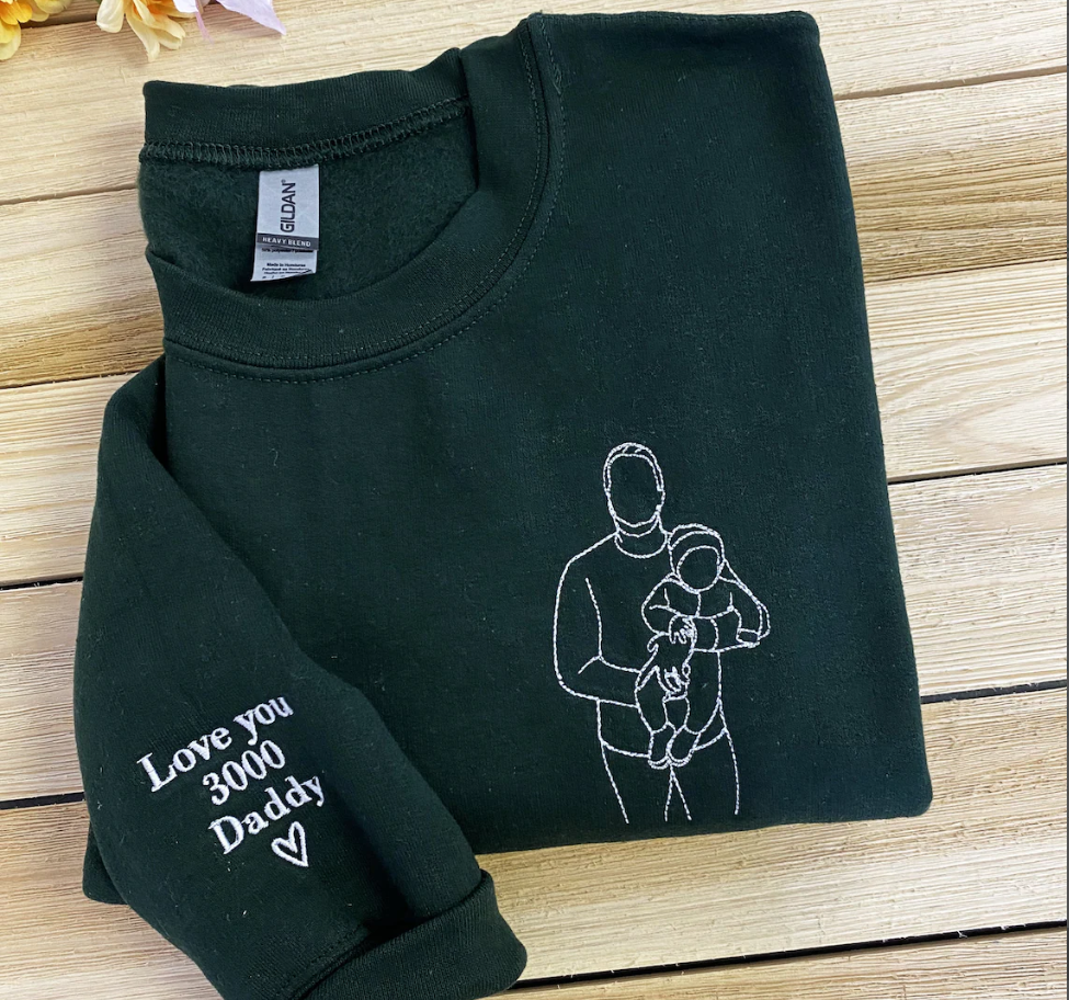 StitchPortrait | Tilpasset Broderet Portræt Sweatshirt Par Familie Hoodie