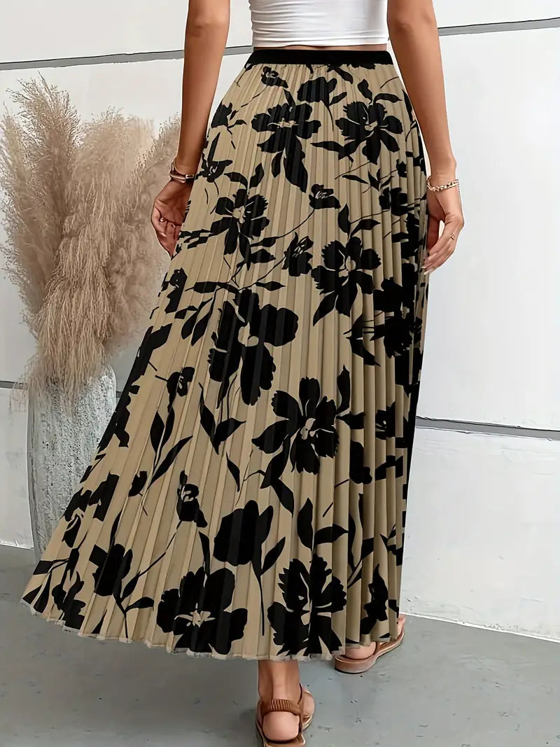 Plisseret Nederdel med Blomsterprint til Kvinder | Ideel til Foråret