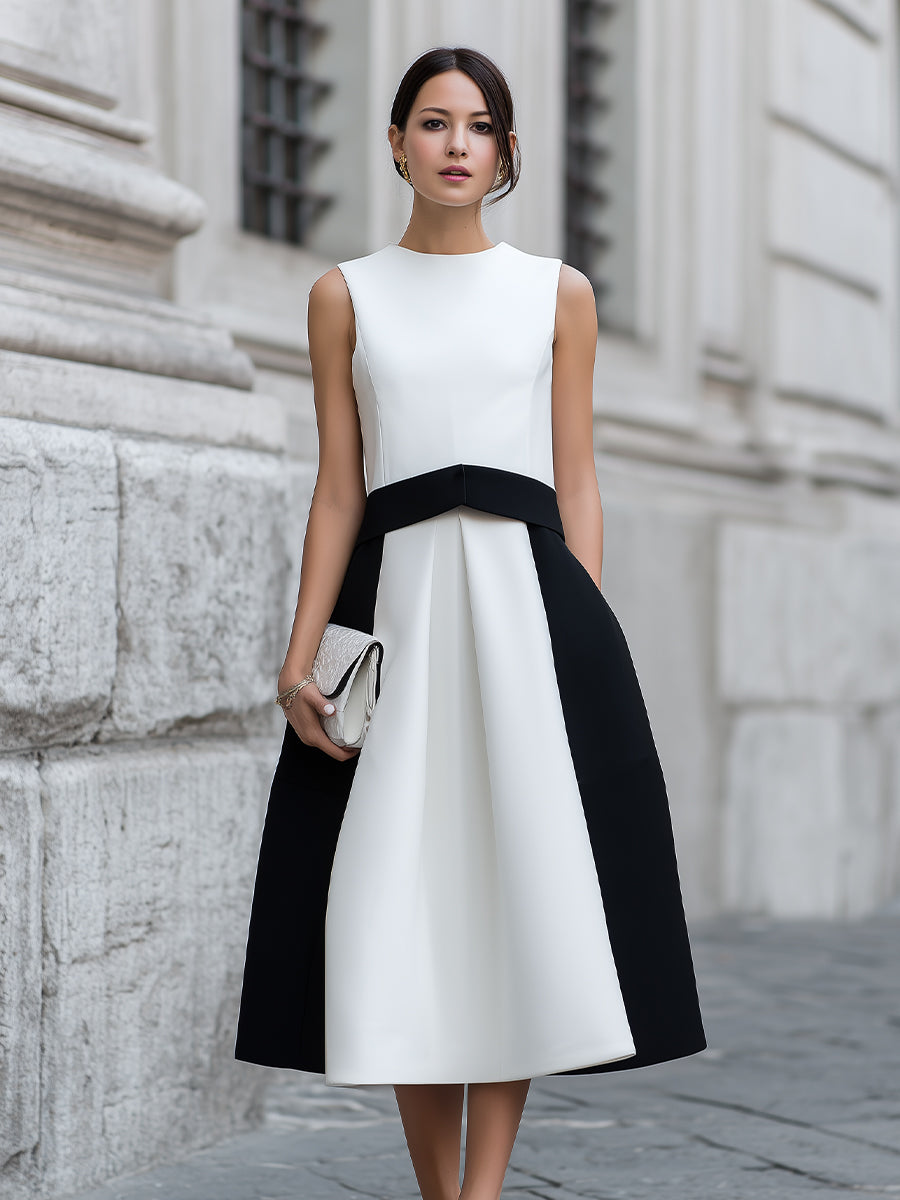 Ærmeløs Kontrastpanel Midi Sæt