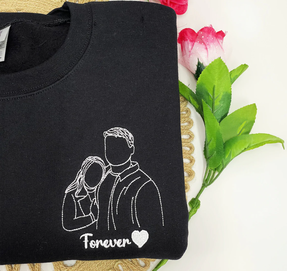 StitchPortrait | Tilpasset Broderet Portræt Sweatshirt Par Familie Hoodie