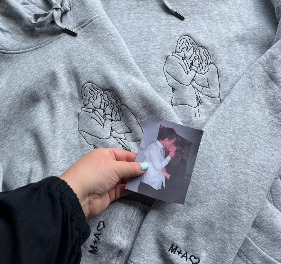 StitchPortrait | Tilpasset Broderet Portræt Sweatshirt Par Familie Hoodie