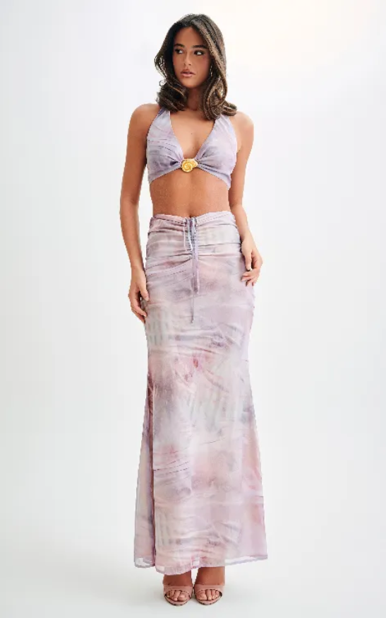 Lang Nederdel med Volanger og Muslingemønster til Kvinder | Ideel til Sommeren