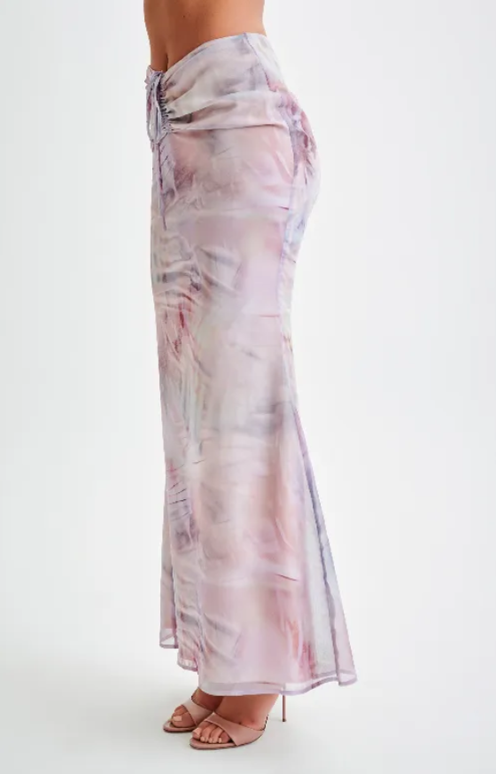 Lang Nederdel med Volanger og Muslingemønster til Kvinder | Ideel til Sommeren