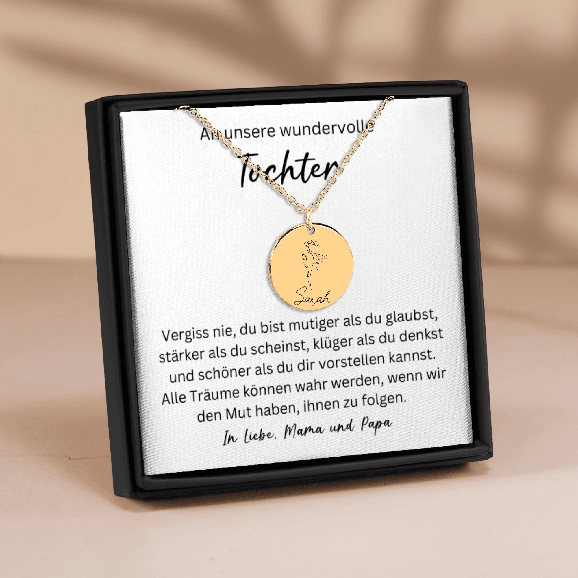 NovaBloom | Personlig Navnesmykke Fødselsblomster til Datter Mindesmykke