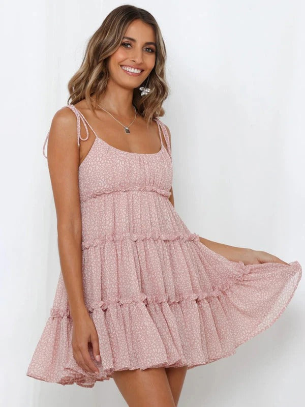 Kjole med Spaghettistropper og Heltryk til Kvinder | Ideel til Sommerferier