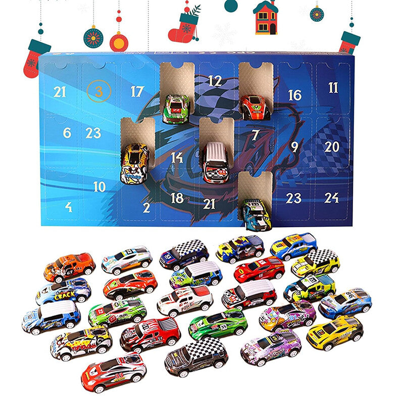 RaceJoy Advent Countdown Kalender | 24-dages festlig nedtælling med racerbiler til børn