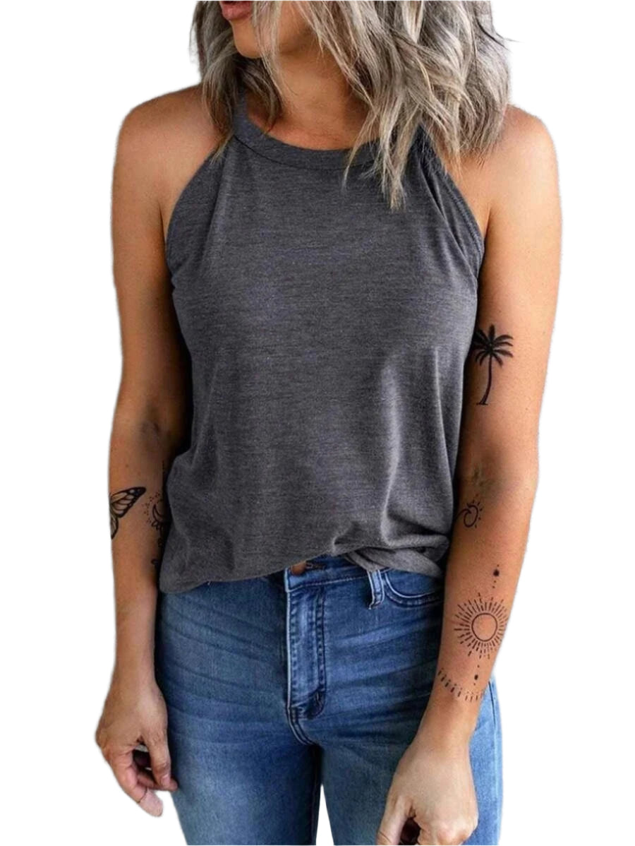 Ærmeløs halterneck-tanktop til kvinder
