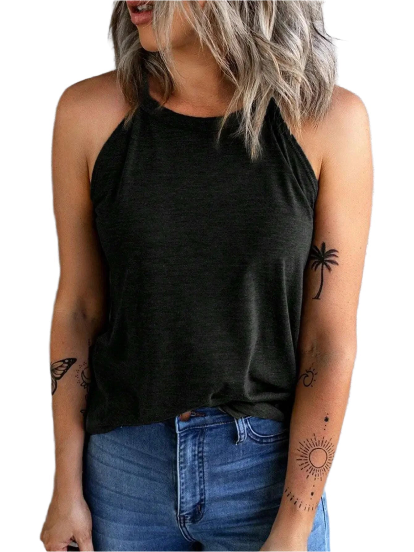 Ærmeløs halterneck-tanktop til kvinder